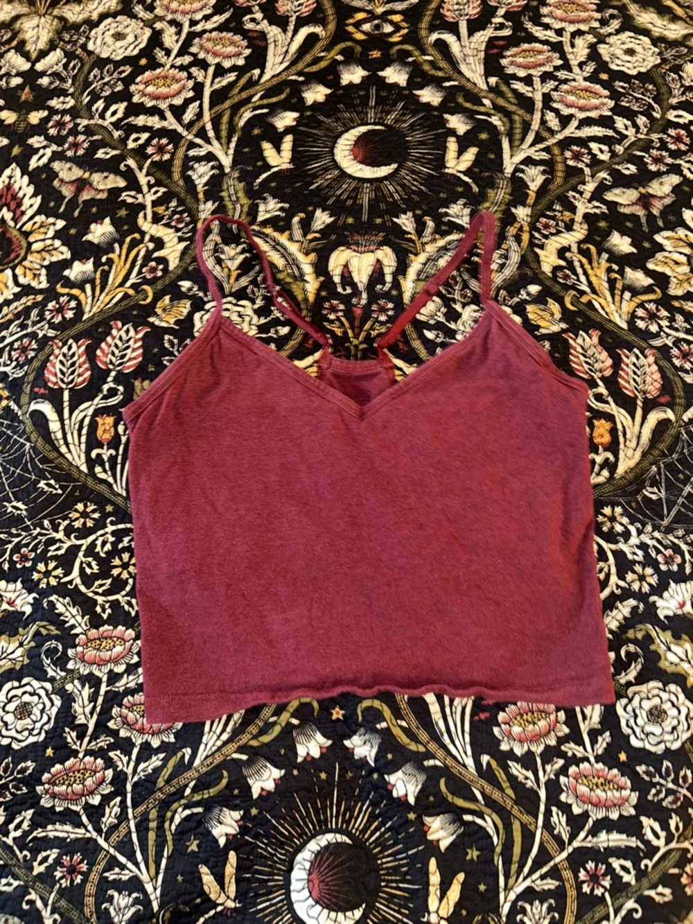 Pact Burgundy Organic Cotton Cropped Tank Top with Built in Bra